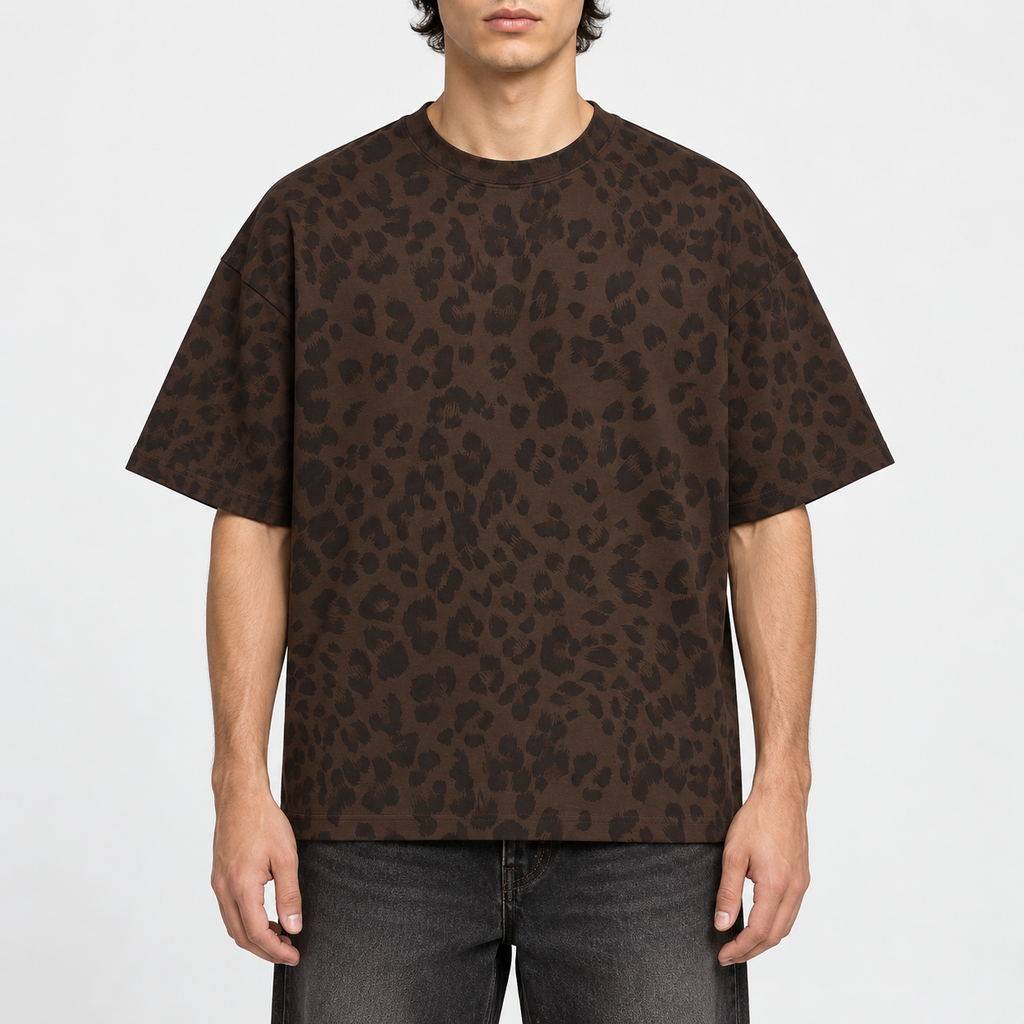 LEOPARD PRINT CREWNECK BOXY-FIT TEE