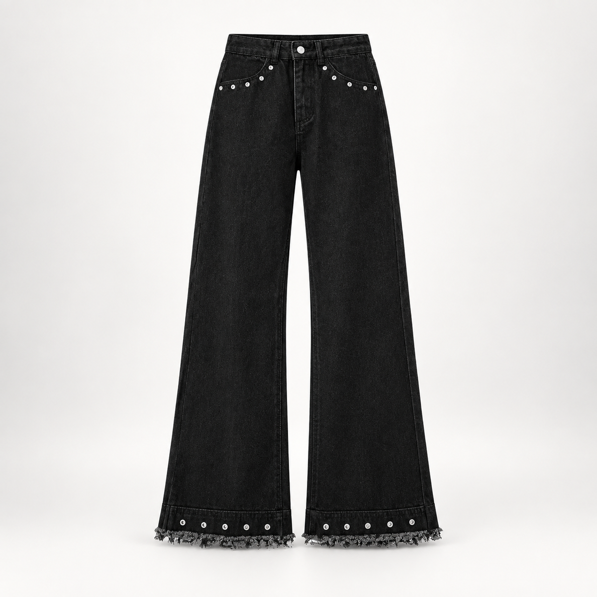 RAW-EDGED RIVET BLACK MEN JEANS