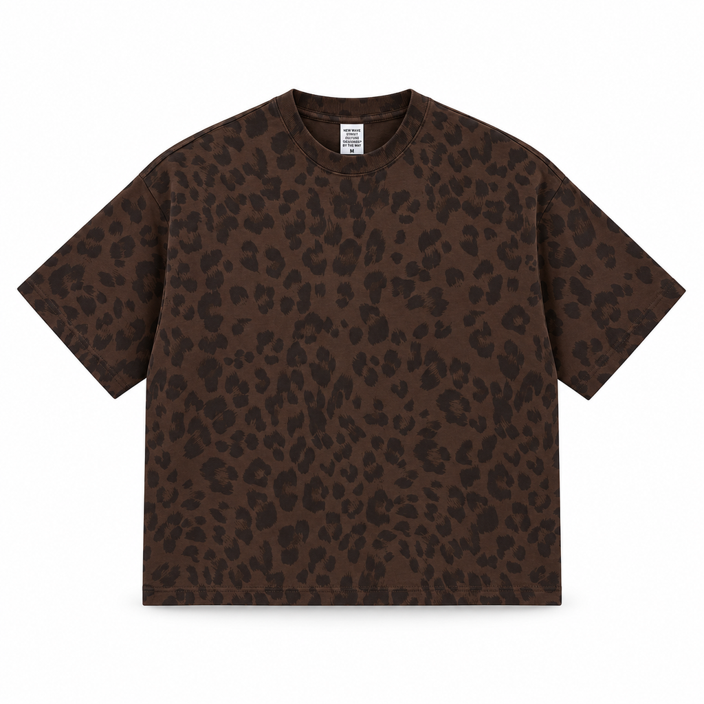 LEOPARD PRINT CREWNECK BOXY-FIT TEE